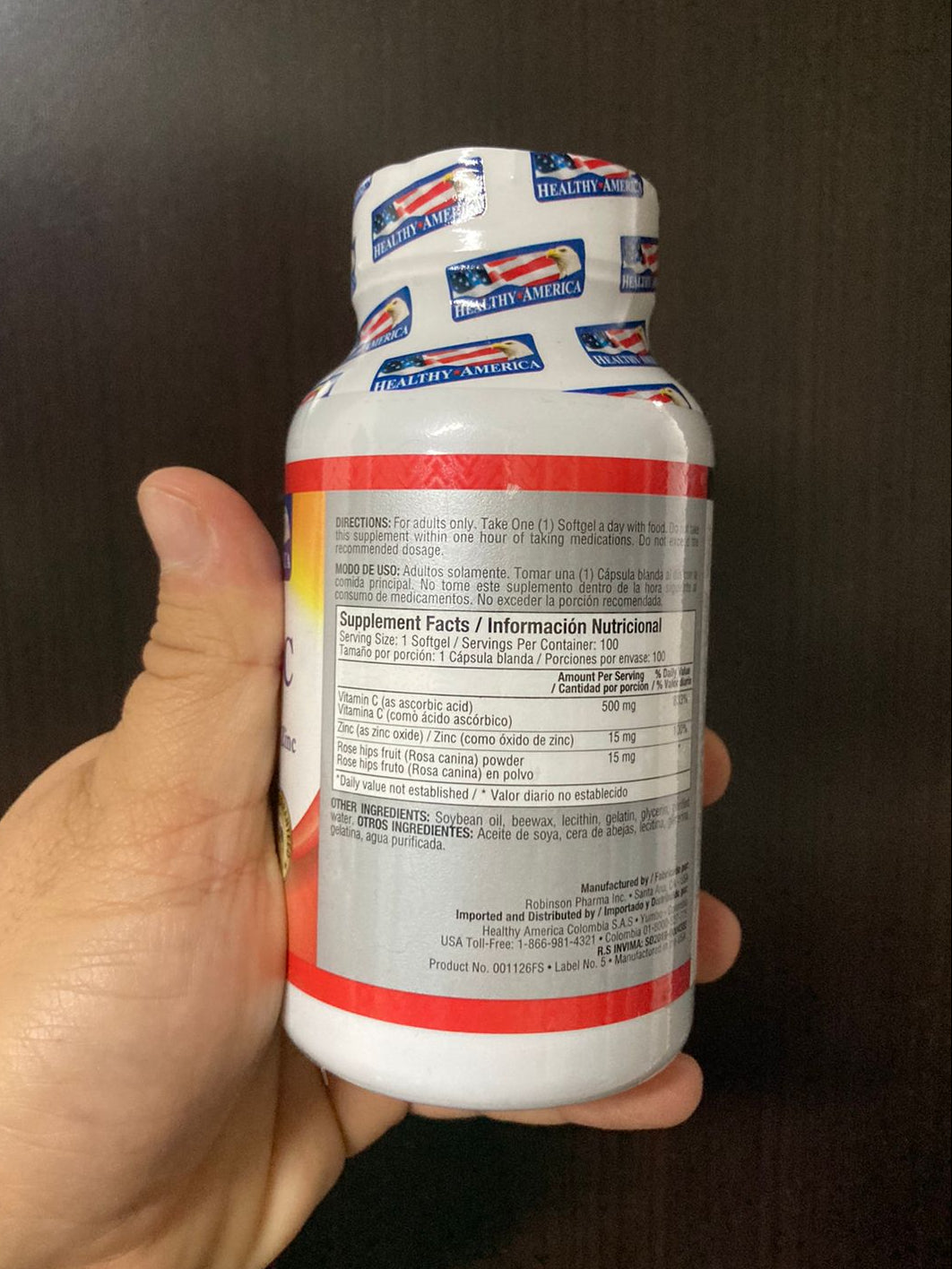 Vitamin C 500 mg with Rose Hips and Zinc - 100  cápsulas blandas